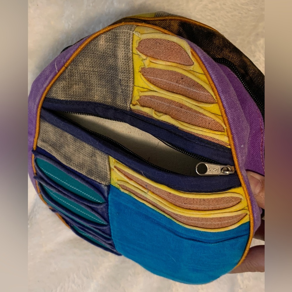 Multicolor Bohemian Patchwork Backpack, Zipper, C… - image 7